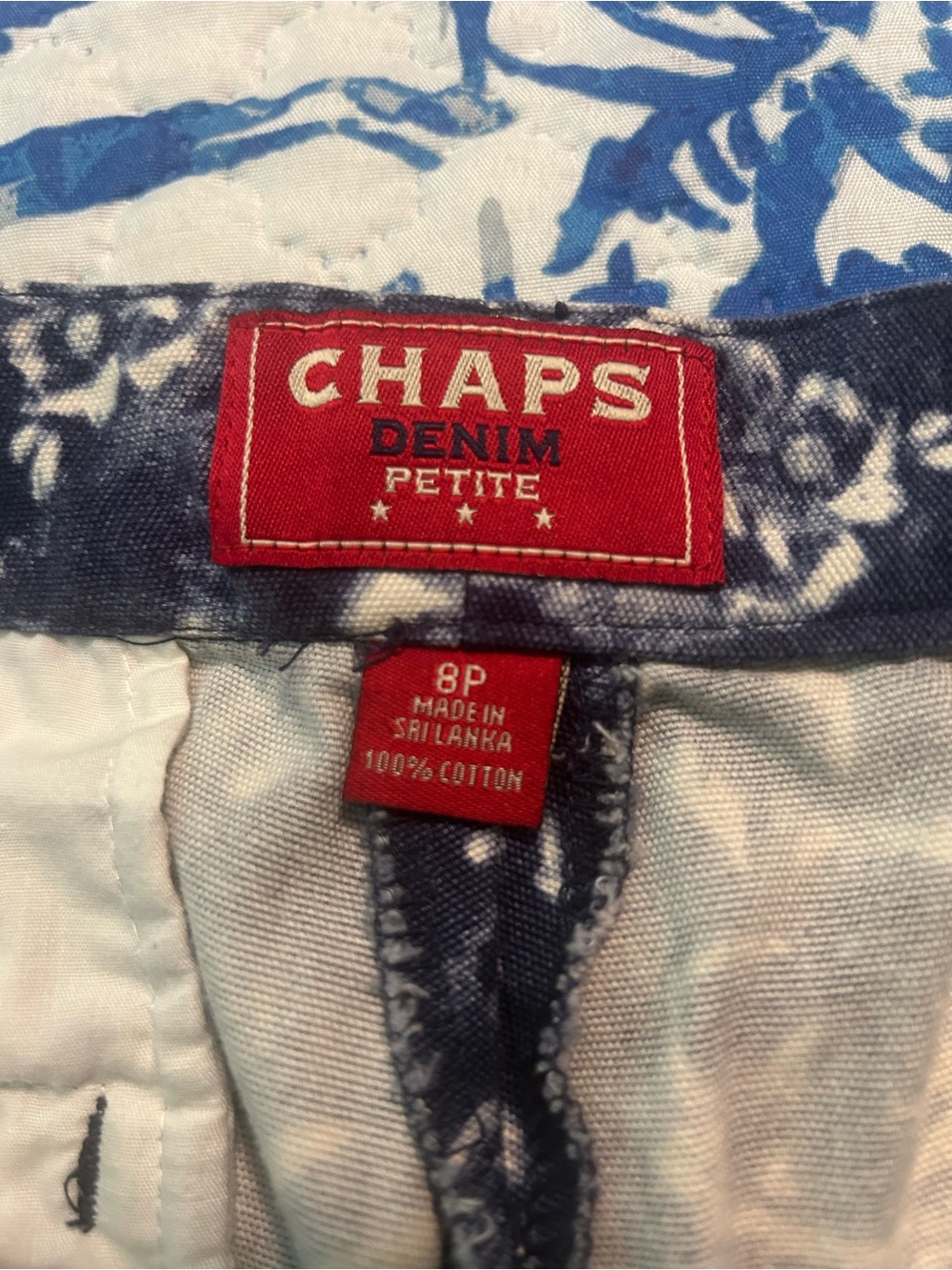 Chaps Petite Cropped Jeans in Blue and White Tie-Dye